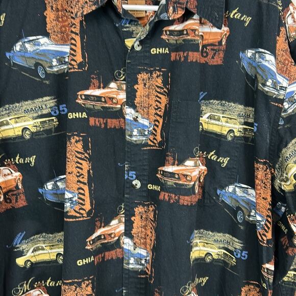 Buckhorn River Button Down Shirt SIZE L Classic Ford Mustangs Print - Picture 2 of 6